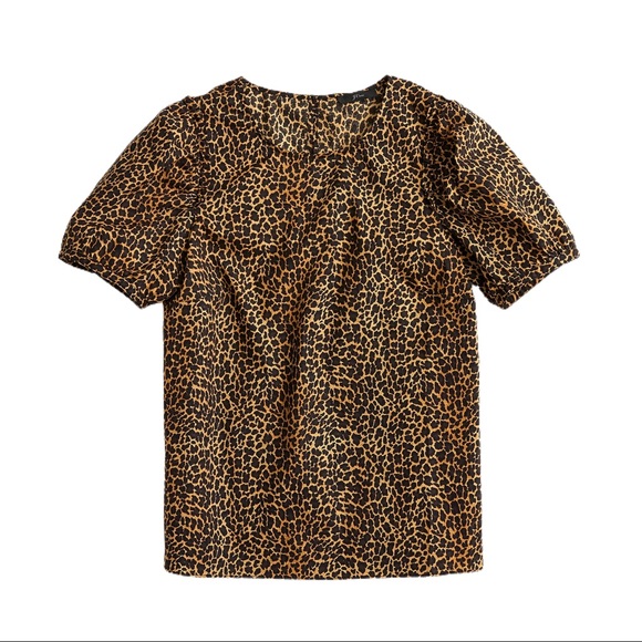 J Crew Puff-sleeve top in leopard print cotton pop - Picture 5 of 10